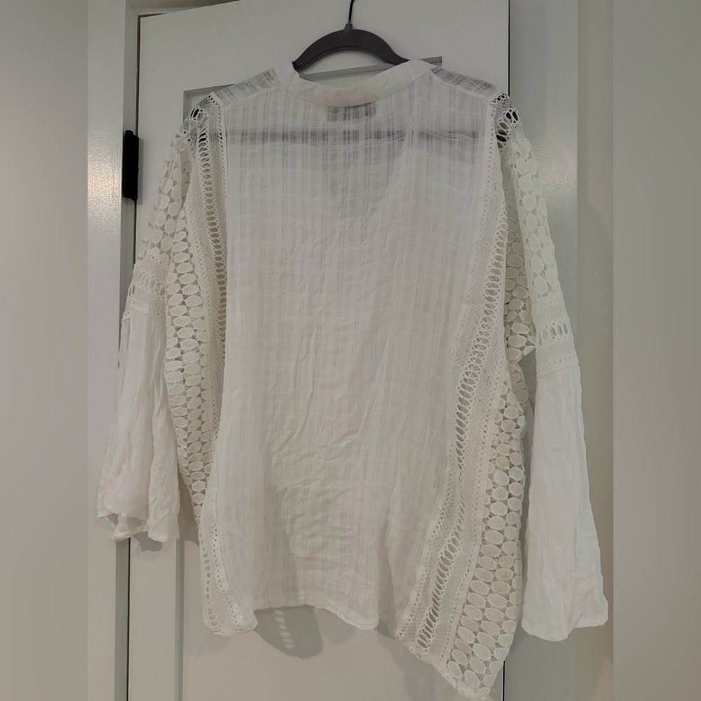 Vintage Havana White Boho Blouse with Crochet Details - Picture 2 of 6